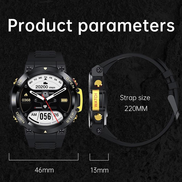 AK45 1.32 Inch Heart Rate/Blood Pressure Monitoring Smart Bluetooth Calling Watch(Black Gold)