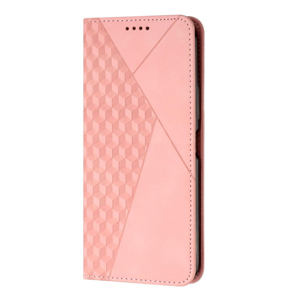 Diamond Splicing Skin Feel Magnetic Leatherette Phone Case - OPPO A57 5G/Realme V23/A77 5G/A57 4G Global/A57e 4G Global/A57s 4G Global/A77 4G Global/OnePlus Nord N20 SE 4G Global(Rose Gold)