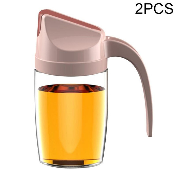 2 PCS Automatic Opening and Closing Oil Pot Large-capacity Kitchen Leak-proof Oil Bottle Household Soy Sauce Seasoning Bottle, Capacity:300 ml(Pink)