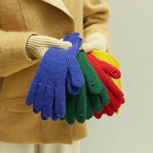 227-A0124 Wool Knit Striped Warm Touchscreen Gloves Winter Warm Cycling Gloves(Light Khaki)