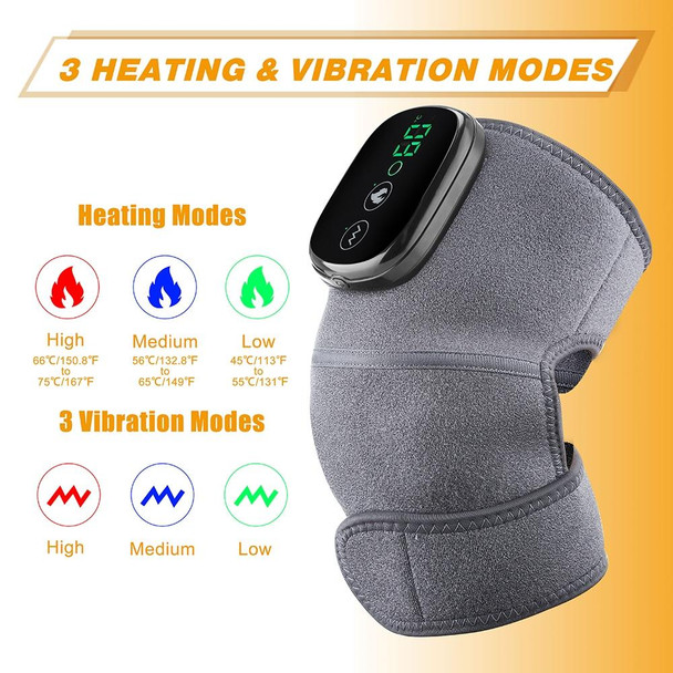 Electric Heating Therapy Knee Massager Vibration Massage Knee Pad(Gray)