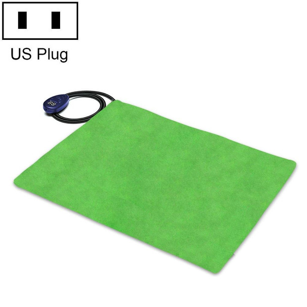 40x30cm Green 12V Low Voltage Multifunctional Warm Pet Heating Pad Pet Electric Blanket(US Plug)