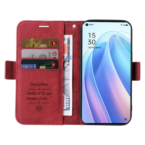 OPPO Reno 7 Pro 5G BETOPNICE Dual-side Buckle Leather Phone Case(Red)