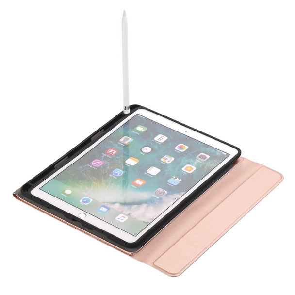 A09B Bluetooth 3.0 Ultra-thin ABS Detachable Bluetooth Keyboard Leatherette Tablet Case for iPad Air / Pro 10.5 inch (2019), with Pen Slot & Holder (Rose Gold)
