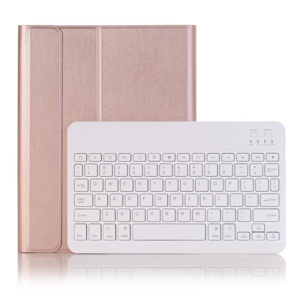 A09B Bluetooth 3.0 Ultra-thin ABS Detachable Bluetooth Keyboard Leatherette Tablet Case for iPad Air / Pro 10.5 inch (2019), with Pen Slot & Holder (Rose Gold)