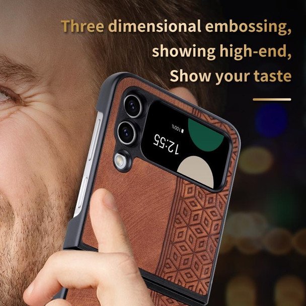 Samsung Galaxy Z Flip3 5G AZNS 3D Embossed Skin Feel Phone Case(Brown)