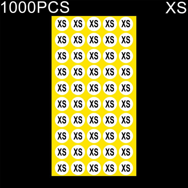 1000 PCS Round Shape Size Sticker Clothes Size Label, Size: XS