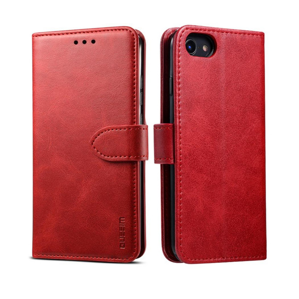 iPhone 8 / 7 GUSSIM Magnetic Horizontal Flip Leather Case with Holder & Card Slots & & Wallet(Red)