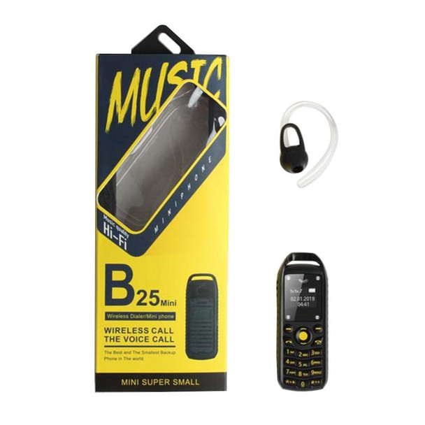 Mini B25 Headphone Mobile Phone, Hands Free Bluetooth Dialer Headphone, MP3 Music, Dual SIM, Network: 2G(Black)