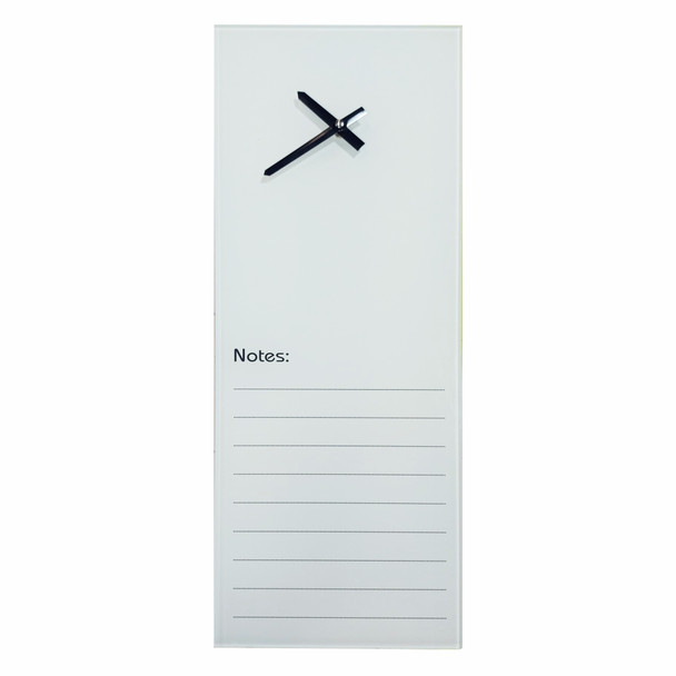 CLOCK GLASS WITH NOTES 210 X 580MM WHITE