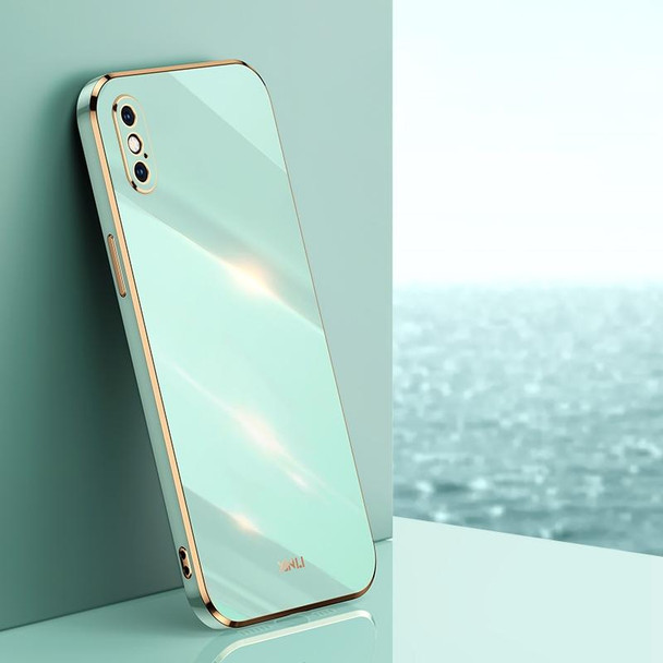 iPhone XS XINLI Straight 6D Plating Gold Edge TPU Shockproof Case(Mint Green)