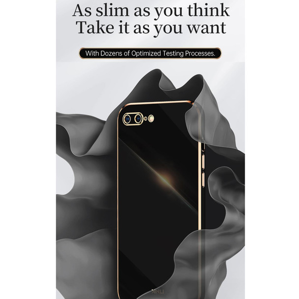 XINLI Straight 6D Plating Gold Edge TPU Shockproof Case - iPhone 6 Plus / 6s Plus(Black)