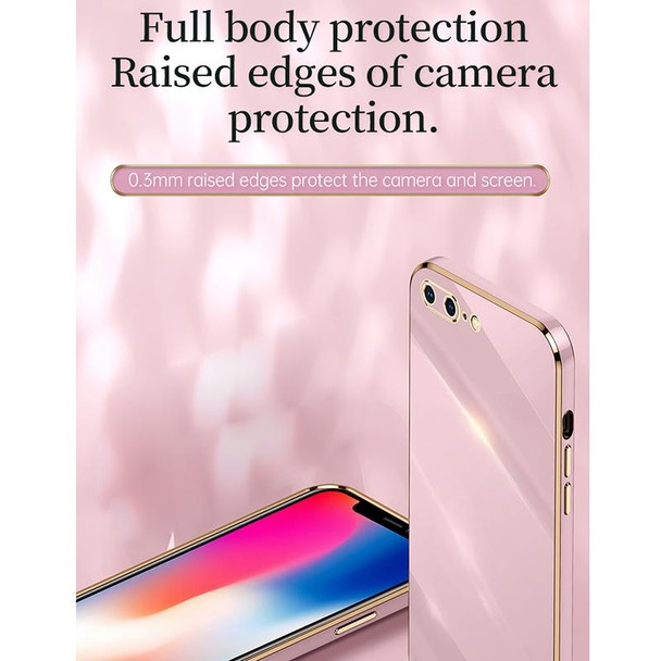 XINLI Straight 6D Plating Gold Edge TPU Shockproof Case - iPhone 8 Plus / 7 Plus(Cherry Purple)