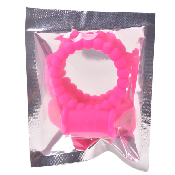 Beaded Silicone Vibrating Cock Ring - Pink
