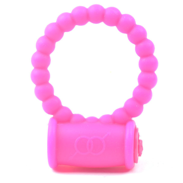 Beaded Silicone Vibrating Cock Ring - Pink