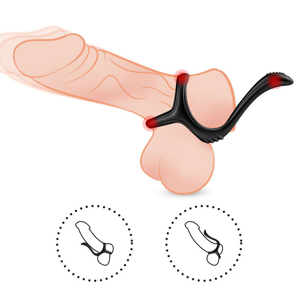 3 in 1 Ultra Soft Cock Ring for Erection Enhancing with Taint Teaser