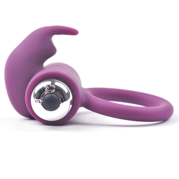 Silicone Rabbit Vibrating Cock Ring - Purple