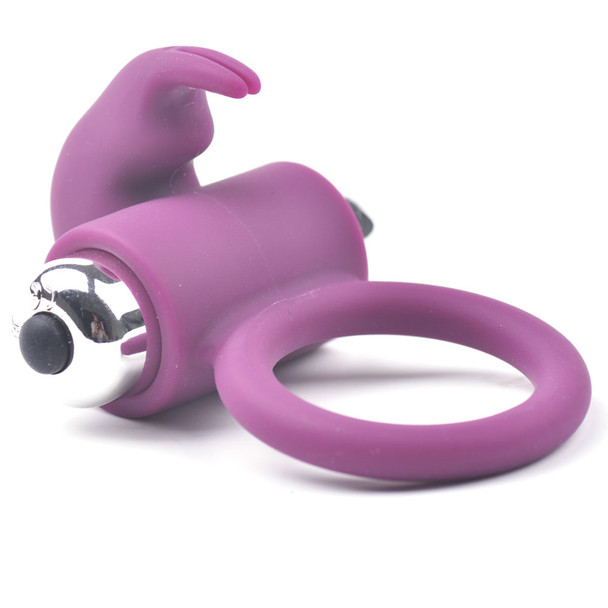 Silicone Rabbit Vibrating Cock Ring - Purple