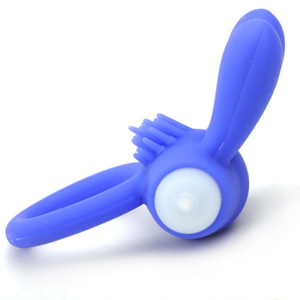 Silicone Rabbit Vibrating Cock Ring - Blue