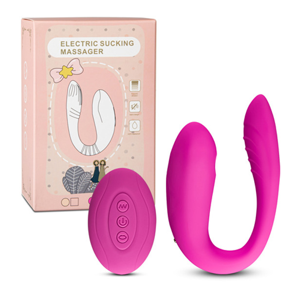 10 Speeds Remote Control Rechargeable Clitoral & Couple Vibrator with Sucking Function - Pink