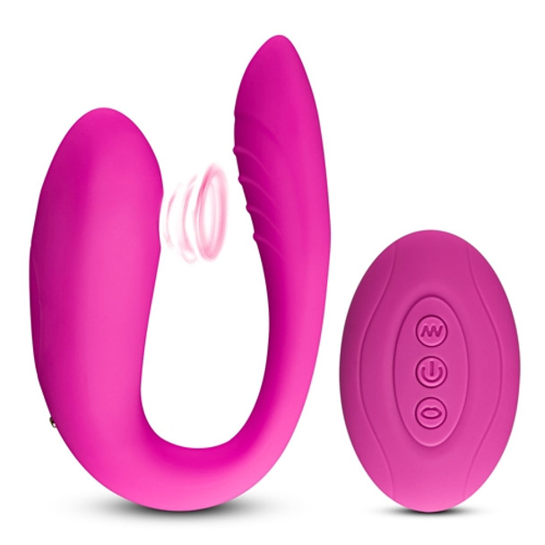 10 Speeds Remote Control Rechargeable Clitoral & Couple Vibrator with Sucking Function - Pink