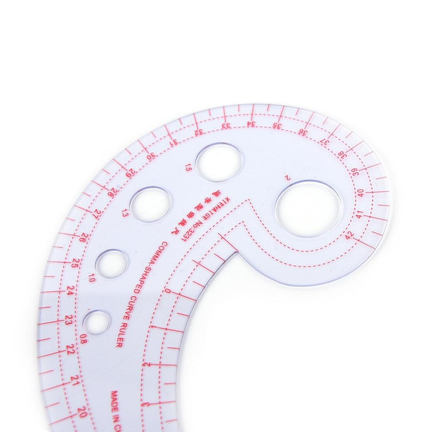 2 PCS Long Comma Shaped Plastic Transparent Curve Ruler(Transparent)