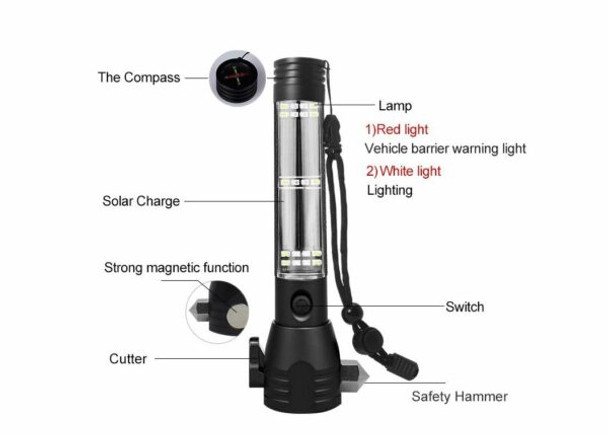 Solar Powered USB Charging Flashlight