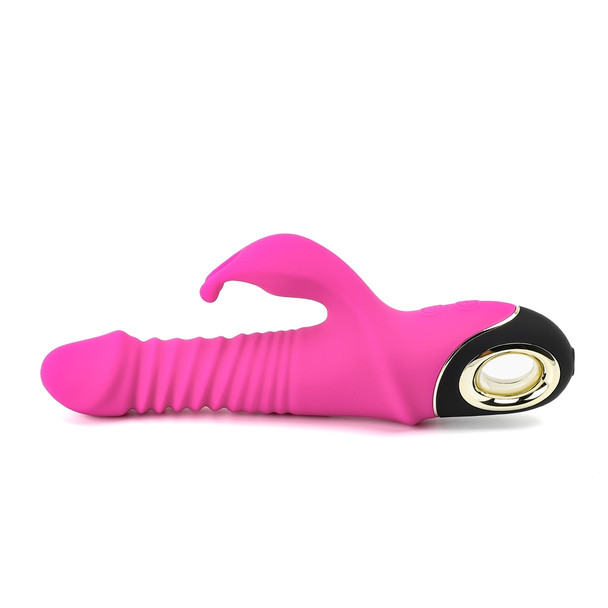 9 Speed Rechargeable Thrusting Rabbit Vibrator with Rotation - Pink
