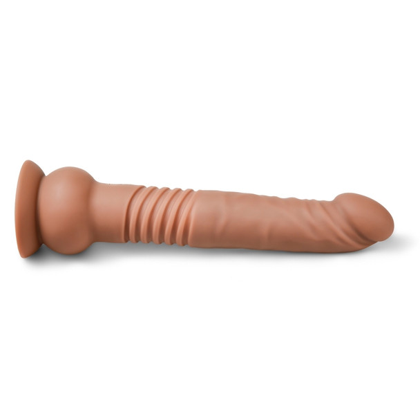 10 Functions Remote Control Rechargeable Vibrating and Thrusting Dildo - Brown