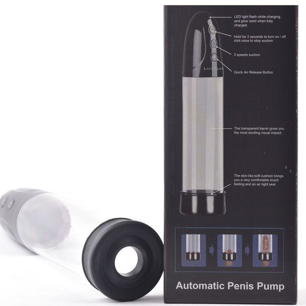 USB Port Rechargeable 3 Speeds Automatic Penis Pump with Black Sleeve