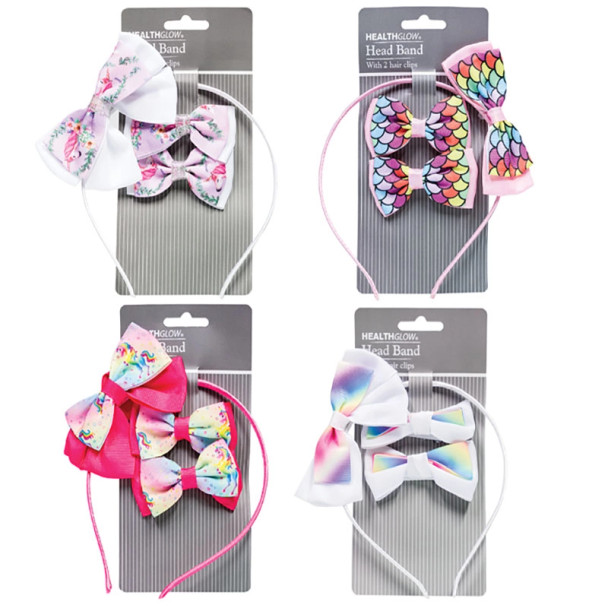 Alice Band Bow & Clips Unicorn Hair Band