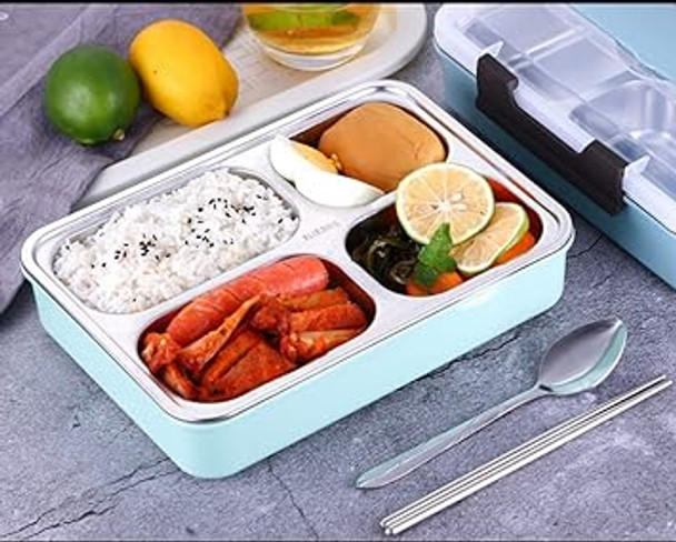 Bento Lunch Box Kids/Adults With Utensil Set-Green