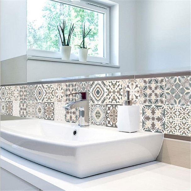 2 PCS Retro Tile Stickers Kitchen Bathroom PVC Self Adhesive Wall Stickers Living Room DIY Decor Wallpaper Waterproof Decoration, Style: Laminating, Size: 100x20cm(MZ039 B)