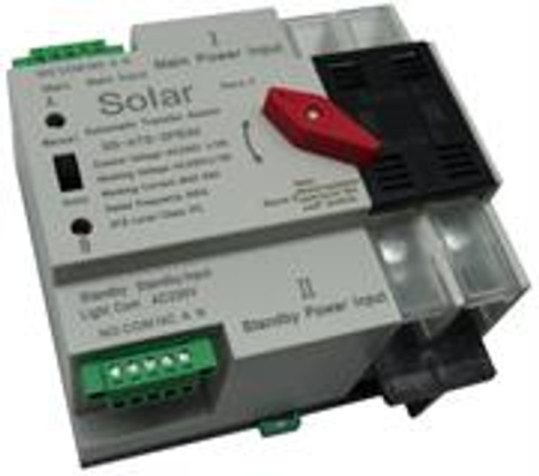 Solarix Dual Power ATS 63A 2 Pole Automatic Change Over Switch Kit – Rail Mount Unit, Use With Inverter Installations Solutions, Rated Current Maximum 63A, Manual or Automatic Operation, Working Frequency 50HZ/60HZ, Retail Box, No warranty