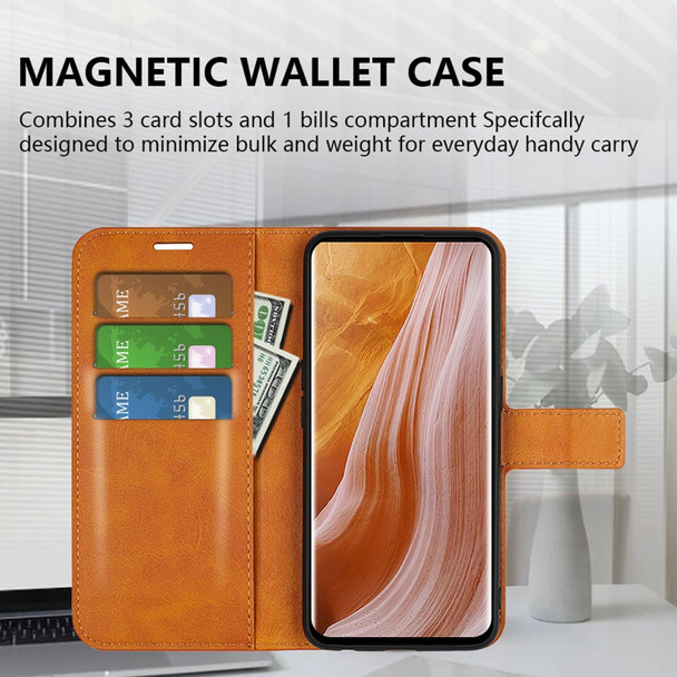 For ZTE Axon 40 Ultra 5G Square Magnetic Clasp PU Leather Case Stand Wallet Folio Flip Cover - Yellow
