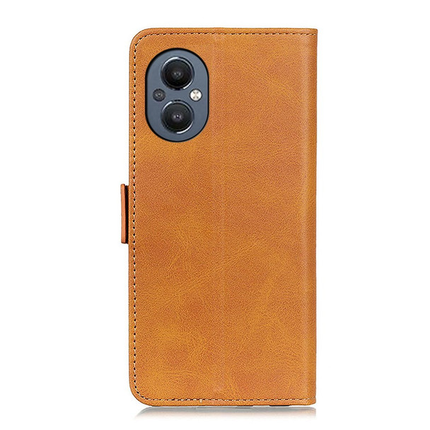 PU Leather Flip Cover Soft TPU Inner Stand Function Magnetic Folio Wallet Case for OnePlus Nord N20 5G - Brown