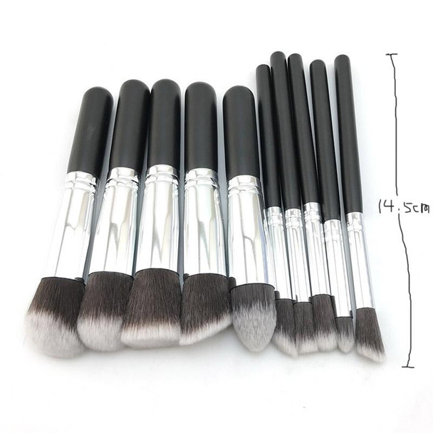 10 PCS Makeup Brushes Set Makeup Tool Powder Eyeshadow Pencil Cosmetic Set (White Silver)