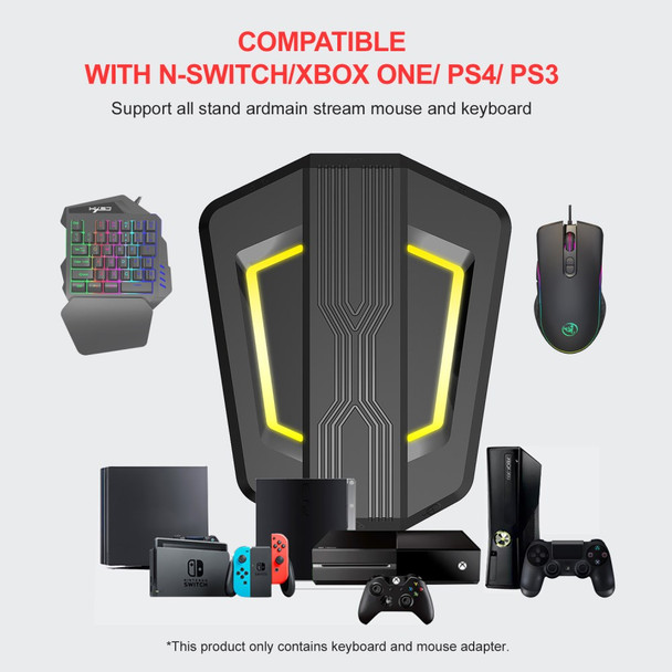 HXSJ P6 Keyboard Mouse Converter + A867 RGB Game Mouse + V100 One Hand Gaming Keyboard Set