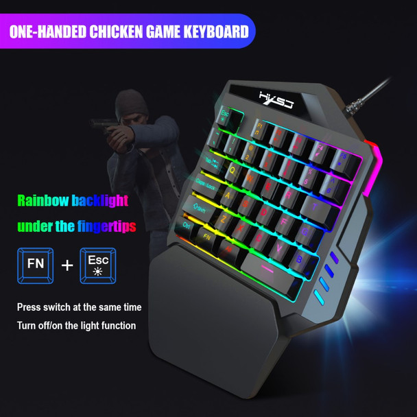 HXSJ P6 Keyboard Mouse Converter + A867 RGB Game Mouse + V100 One Hand Gaming Keyboard Set