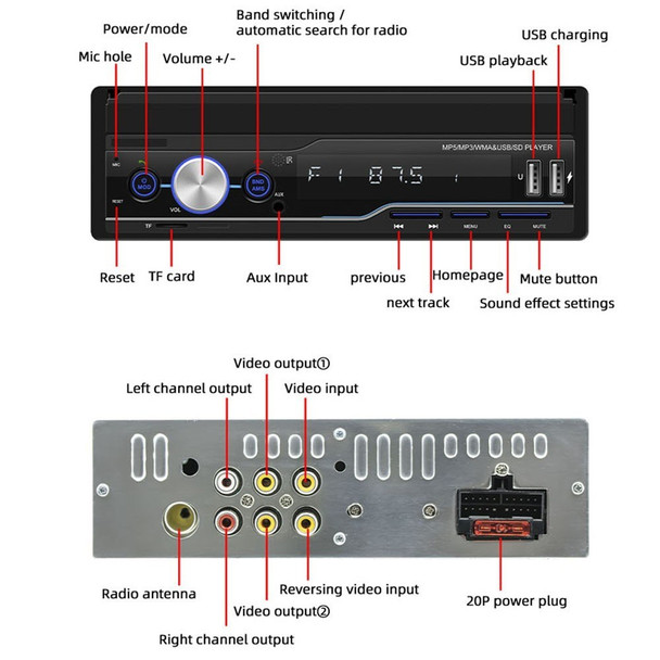 Single Din Bluetooth Car Radio 7-inch Automatic Telescopic Touchscreen Car Stereo FM/AM Radio MP5 Car Player