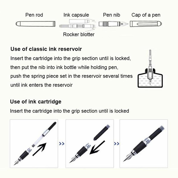 X750 Stationery Stainless Steel Fountain Pen Medium Nib Ink Pens School Oiifice Gift, Nib Size:0.5mm(Red Pattern)