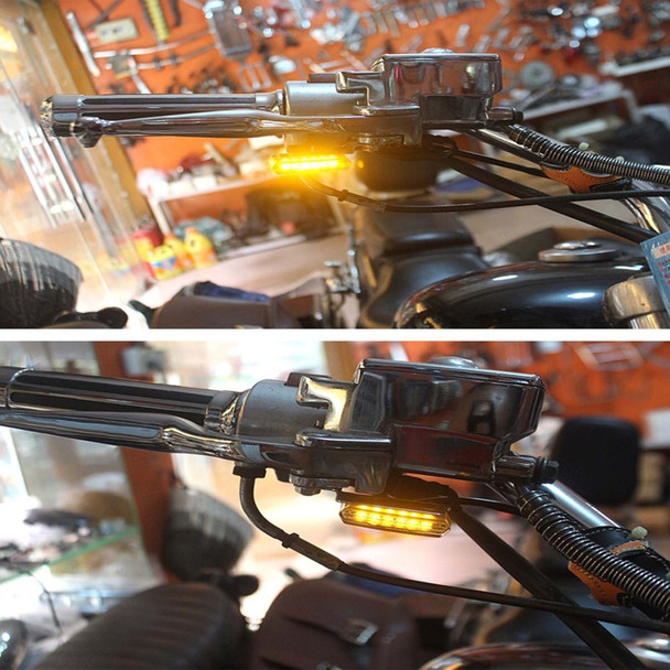 2Pcs Flowing Handlebar LED Turn Signals Mini Motorcycle Blinkers Brake Clutch Marker Light Front Running Light