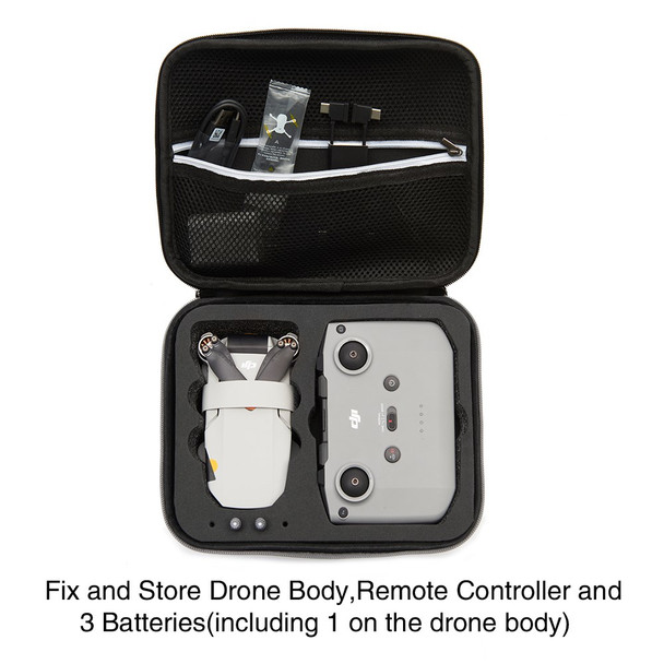 Portable Shockproof Handbag Carrying Case Storage Bag for DJI Mavic Mini 2 / Mini 2 SE Drone Remote Control Accessories - Grey / Black Liner