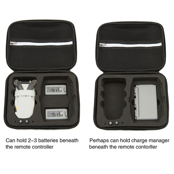Portable Shockproof Handbag Carrying Case Storage Bag for DJI Mavic Mini 2 / Mini 2 SE Drone Remote Control Accessories - Grey / Black Liner