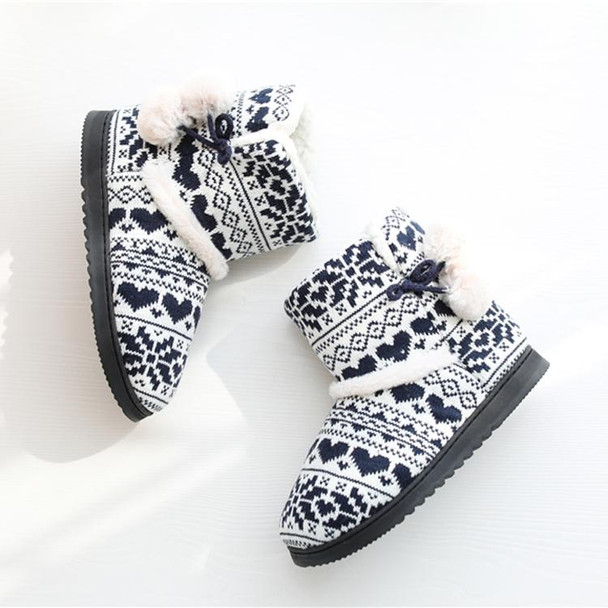 Winter High-Top Cotton Slippers Cotton Slippers With Heel Velvet Thick-Soled Indoor Warm Shoes, Size:35-36(Black)