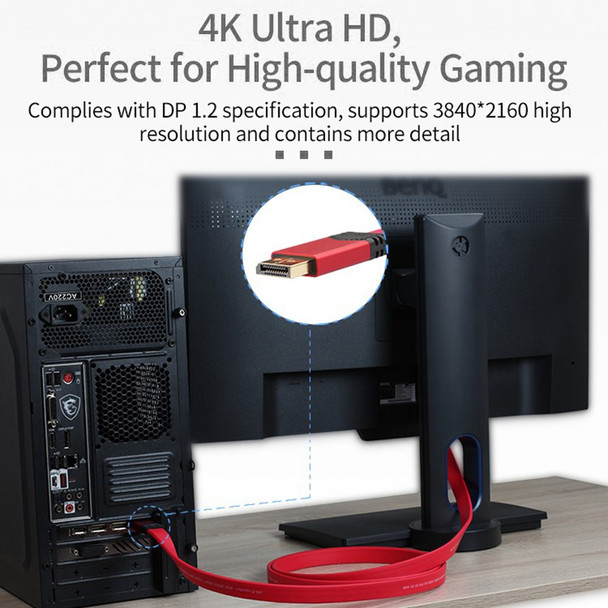 2m 4K/60Hz 2K/144Hz Computer Display DP 1.2 Displayport Male to Male Flat Cable