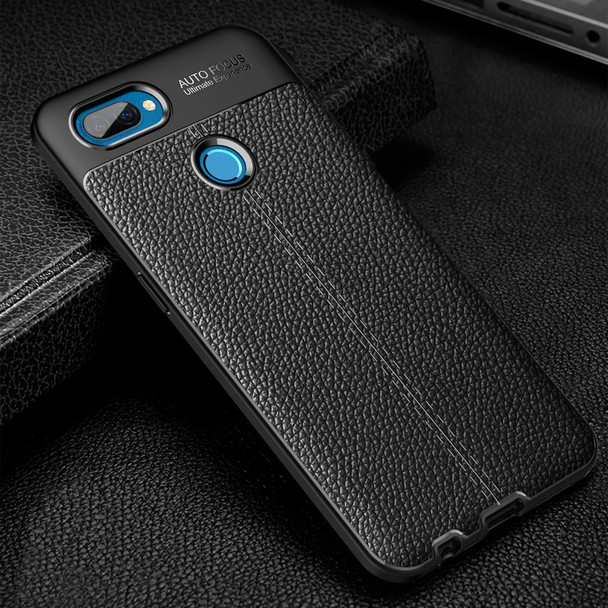Litchi Texture TPU Phone Shell for Oppo A12 - Black