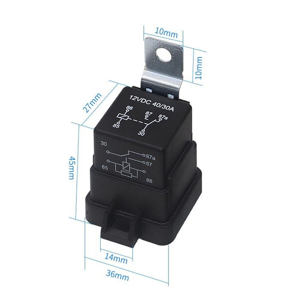 2 PCS 1040 5 Pin Waterproof Integrated Automotive Relay With Bracket, Rated voltage: 12V