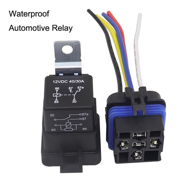 2 PCS 1040 5 Pin Waterproof Integrated Automotive Relay With Bracket, Rated voltage: 12V