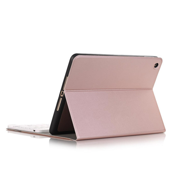A102B - iPad 10.2 inch 2019 Ultra-thin Detachable Bluetooth Keyboard Leatherette Tablet Case with Stand & Pen Slot Function (Rose Gold)